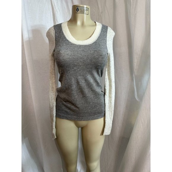 Banana Republic Gray Beige Elbow Patch Sweater Alpaca Wool Blend Size XS #1402 - Picture 2 of 13
